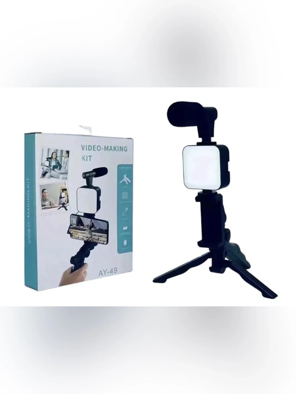 Video-Making Kit AY-49, has Audio, Light, Microphone & Tripod, New